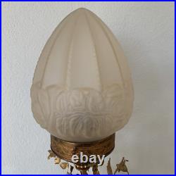 Lampe Globe Art Déco Verre Satiné PuttoBlanc Céramique Ancien Lampe Globe Art Déco Verre Satiné PuttoBlanc Céramique Ancien