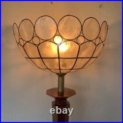 Lampe Vintage Le Dauphin Céramique Bordeau Et Or Et Abat Jour Nacre Art Deco