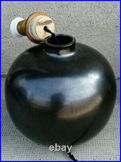 Lampe désign boule céramique noire art déco (BONIFAS) pottery lamp ceramic