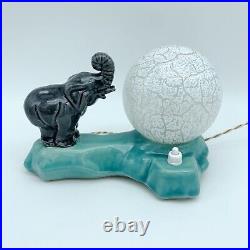 Lampe en céramique Elephant et son ballon Art Deco RARE