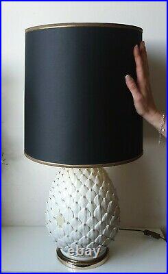 Lampe pomme de pin ceramique faience style charles luminaire light vintage