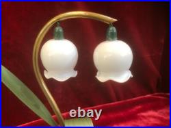 Lampe veilleuse ART DECO brin de muguet 31 cm Laiton Céramique Clochette opaline