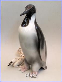 Lampe veilleuse pingouin design art déco céramique porcelaine