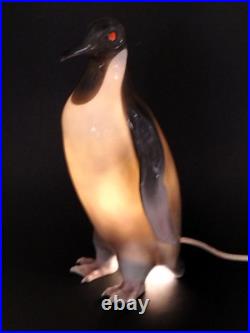 Lampe veilleuse pingouin design art déco céramique porcelaine