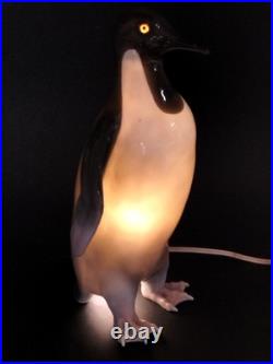 Lampe veilleuse pingouin design art déco céramique porcelaine