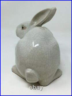 Lapin Craquelé Art Déco Céramique 1930 Rabbit Ceramic French Figure Sculpture