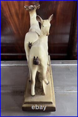 Lemanceau Sculpture Animalière Céramique Art Déco 1930 Signée Antilope Gazelle