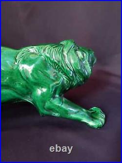 Lion en céramique vernie Saint Clément d'époque Art Déco