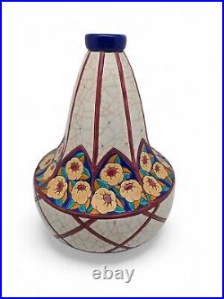 Longwy Vase Céramique à Émaux Polychromes Art Déco Longwy Vase Céramique à Émaux Polychromes Art Déco