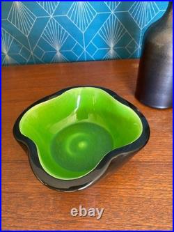 Lot 3 Céramiques Keramos Sèvres Signée Coupe Vide-poche Vase Noir Rouge Art Déco