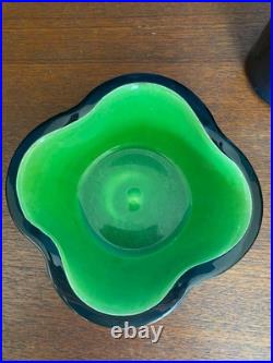 Lot 3 Céramiques Keramos Sèvres Signée Coupe Vide-poche Vase Noir Rouge Art Déco