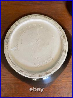 Lot 3 Céramiques Keramos Sèvres Signée Coupe Vide-poche Vase Noir Rouge Art Déco