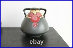 Magnifique Céramique Vase Signée Montières Amiens Motif Art déco Floral Fleurs