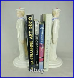 Magnifique Serre-livre Marin 35cm Matelot De Style Art Deco Ceramique Sailor 990