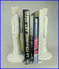 Magnifique Serre-livre Marin 35cm Matelot De Style Art Deco Ceramique Sailor 990