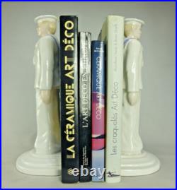 Magnifique Serre-livre Marin 35cm Matelot De Style Art Deco Ceramique Sailor 990