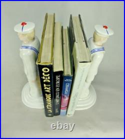 Magnifique Serre-livre Marin 35cm Matelot De Style Art Deco Ceramique Sailor 990