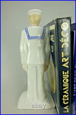 Magnifique Serre-livre Marin 35cm Matelot De Style Art Deco Ceramique Sailor 990