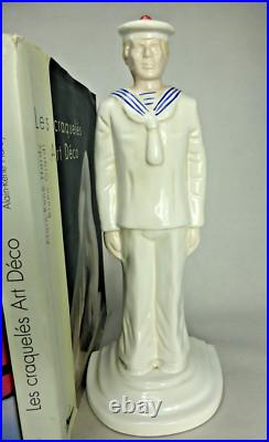 Magnifique Serre-livre Marin 35cm Matelot De Style Art Deco Ceramique Sailor 990