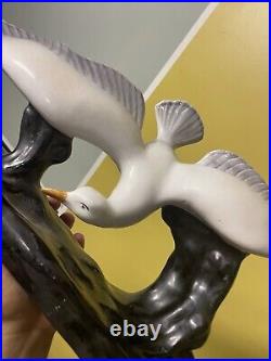 Mouette Céramique Sculpture Mer Plage Ancien Vintage Oiseau Craquelé