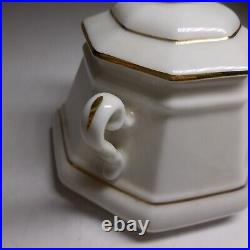 N23.490 céramique porcelaine sucrier blanc liserés or fin Benz art déco table
