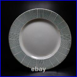 N8981 Assiette plate céramique faïence blanc vert 1930 art déco table France