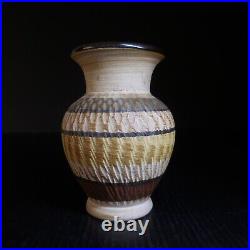 N9052 Vase miniature céramique poterie sculpture cylindre art déco fait main