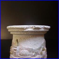 N9483 bougeoir Jérusalem céramique art déco gris beige doré perle peint main