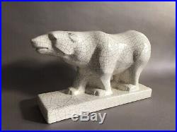 Odyv ours en céramique cubiste craquelé blanc Art Déco vers 1930