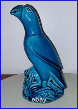 Oiseaux Perruche Chine Céramique Bleu Cobalt Lachenal Deck Art Déco