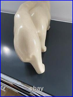 Ours en céramique craquelée signée le dauphin art déco sculpture moderne old
