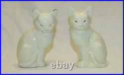 PAIRE DE CHATS ART-DECO ANCIENS ceramique craquelée / 2 art-deco cats statues