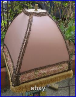 PIED de LAMPE ancien CERAMIQUE japonisante FLEURS de CERISIER ART DECO & BRONZE