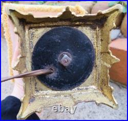 PIED de LAMPE ancien CERAMIQUE japonisante FLEURS de CERISIER ART DECO & BRONZE