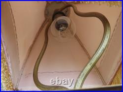 PIED de LAMPE ancien CERAMIQUE japonisante FLEURS de CERISIER ART DECO & BRONZE