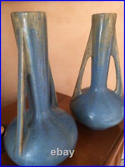 PIERREFONDS HÉRALDIQUE céramique métallisée, paire de vases h 40 cm ART DECO