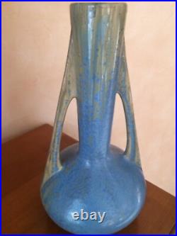 PIERREFONDS HÉRALDIQUE céramique métallisée, paire de vases h 40 cm ART DECO