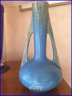 PIERREFONDS HÉRALDIQUE céramique métallisée, paire de vases h 40 cm ART DECO