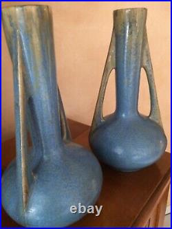 PIERREFONDS HÉRALDIQUE céramique métallisée, paire de vases h 40 cm ART DECO