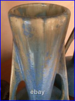 PIERREFONDS HÉRALDIQUE céramique métallisée, paire de vases h 40 cm ART DECO