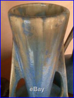 PIERREFONDS, superbe céramique métallisée, paire de vases h 40 cm ART DECO