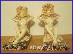 Paire De Serres Livres Art Deco Sculpture Ceramique Polychrome Muller 1925 1930