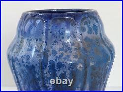 Paire De Vases Art Deco Francais Ceramique Francaise Gres Bleu 1920 1930 Vintage