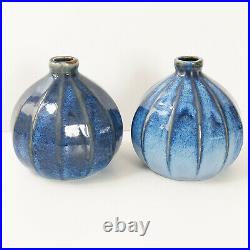 Paire De Vases Boule Vintage 1950 Ceramique Gres Flamme 50s Art Deco Signes