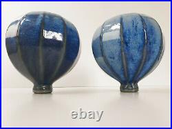 Paire De Vases Boule Vintage 1950 Ceramique Gres Flamme 50s Art Deco Signes
