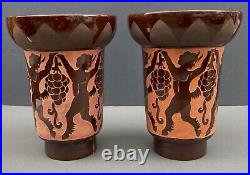 Paire De Vases En Ceramique Art Deco Par Roger Mequignon 1930 M1248