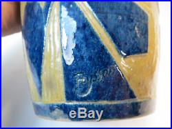 Paire Vase Ancien Ceramique Vintage Art Deco Peysson Email Blin Capron Jouve