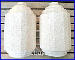 Paire d'anciens vases art-déco en céramique craquelée marque à identifier