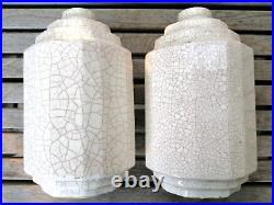 Paire d'anciens vases art-déco en céramique craquelée marque à identifier