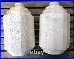 Paire d'anciens vases art-déco en céramique craquelée marque à identifier